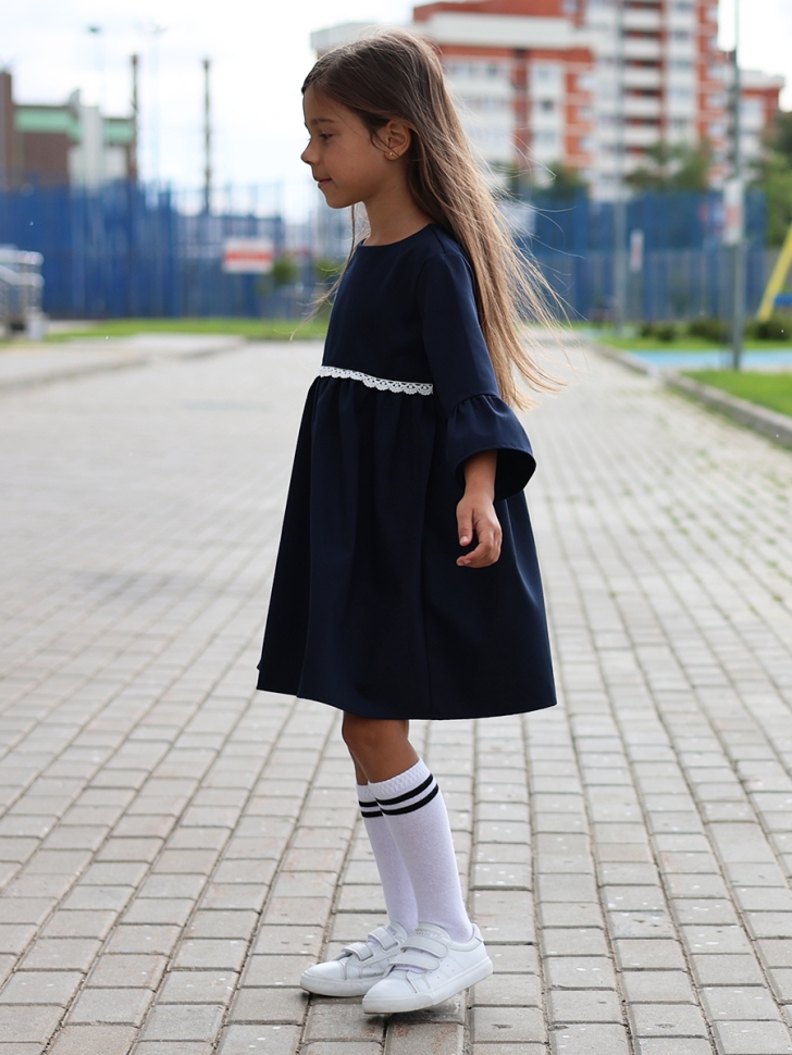 Платье для девочки школьное БУШОН SK44, цвет темно-синий