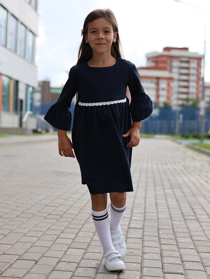 Платье для девочки школьное БУШОН SK44, цвет темно-синий