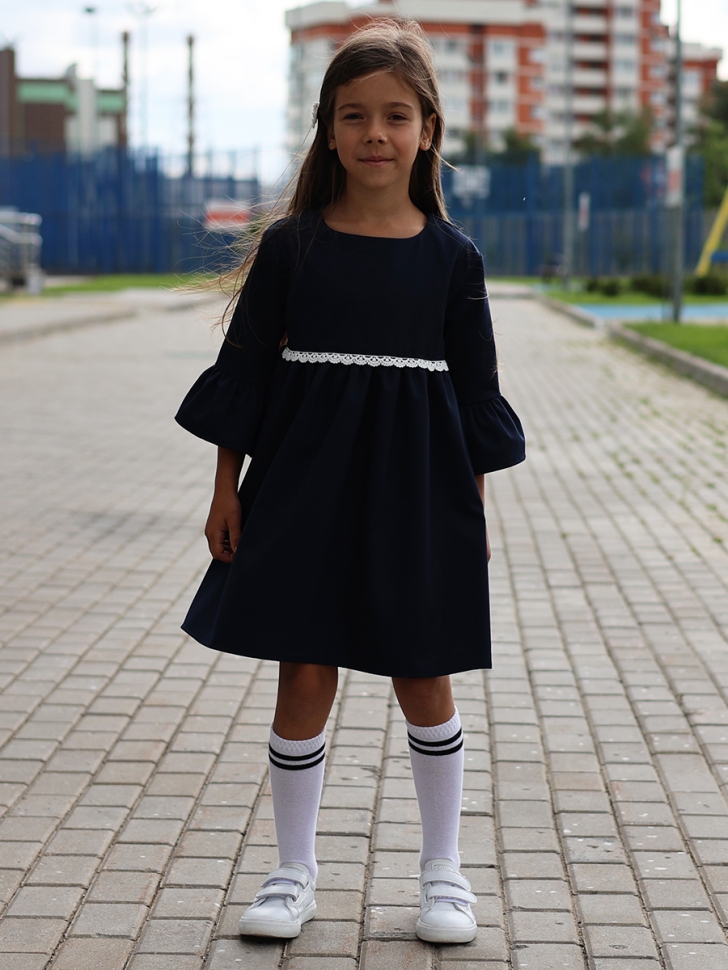 Платье для девочки школьное БУШОН SK44, цвет темно-синий