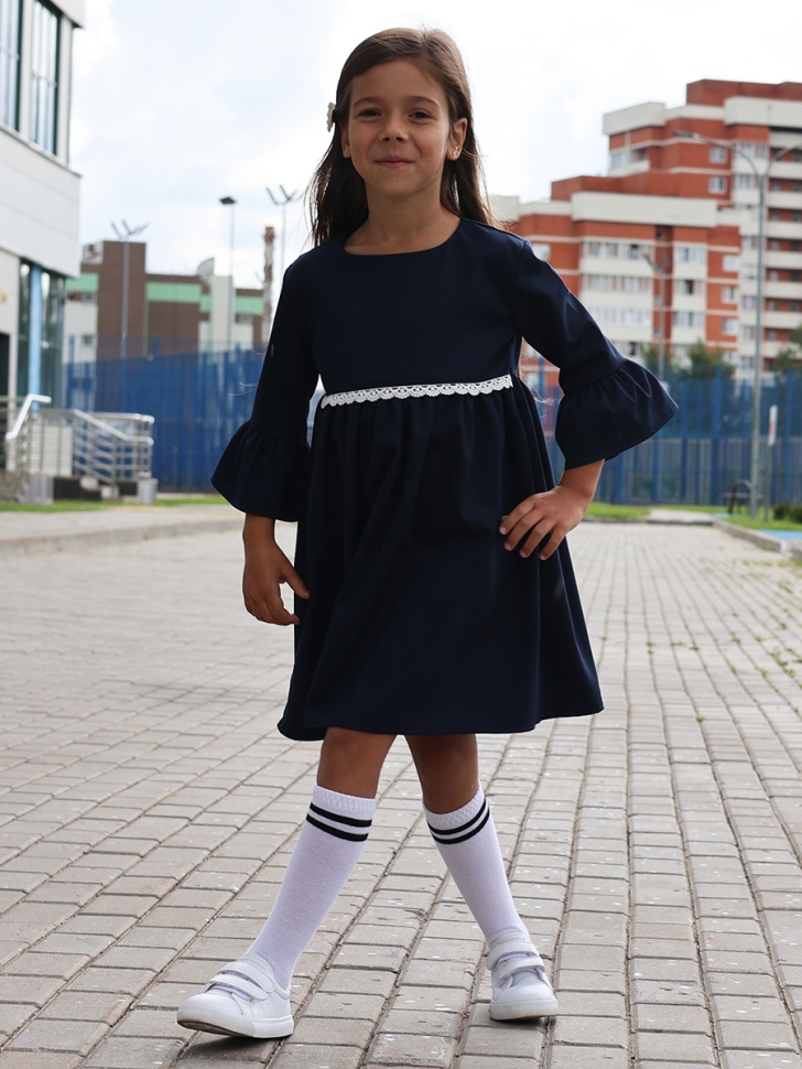 Платье для девочки школьное БУШОН SK44, цвет темно-синий