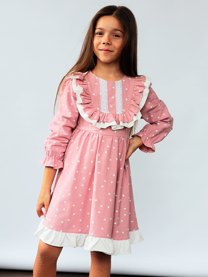 Платье для девочки нарядное БУШОН ST592, цвет розовый сердечки 