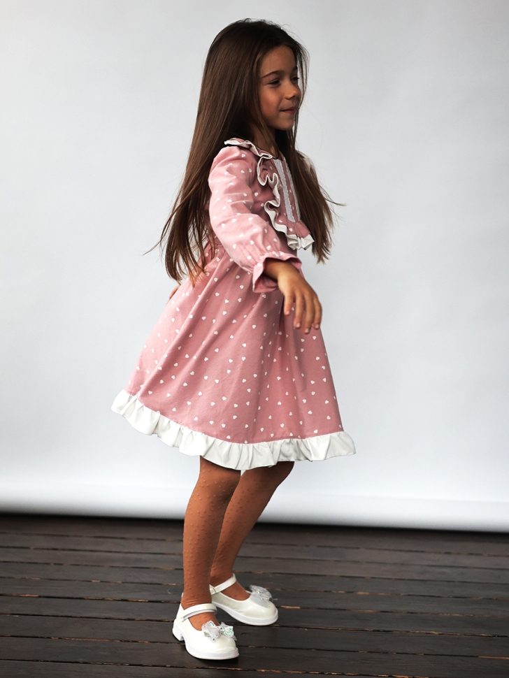 Платье для девочки нарядное БУШОН ST592, цвет розовый сердечки 