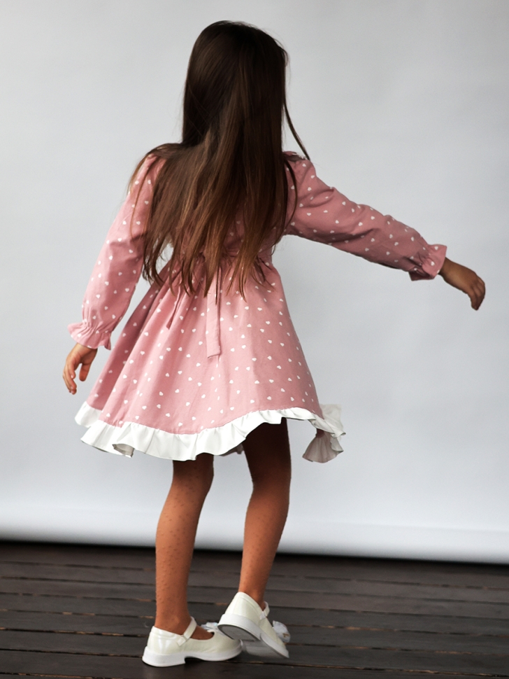 Платье для девочки нарядное БУШОН ST592, цвет розовый сердечки 