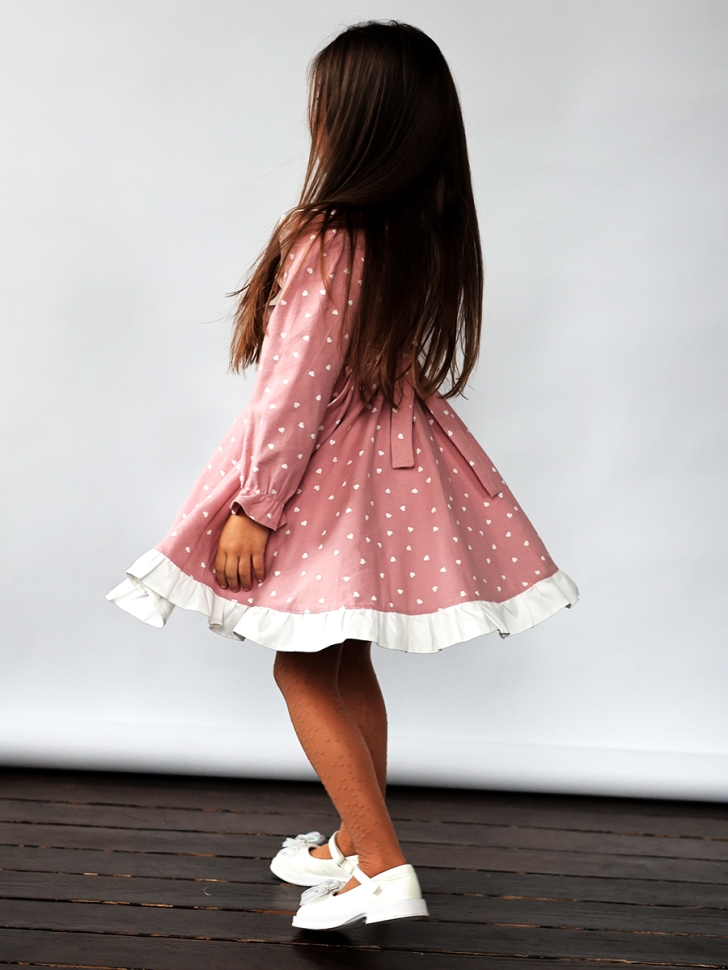 Платье для девочки нарядное БУШОН ST592, цвет розовый сердечки 