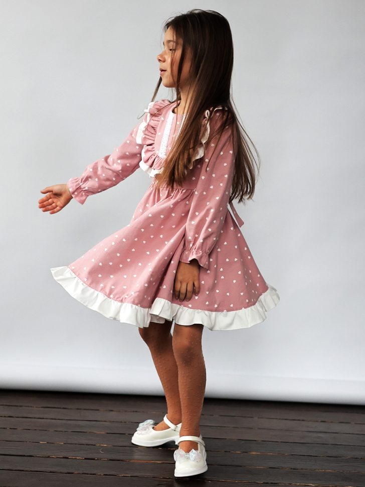 Платье для девочки нарядное БУШОН ST592, цвет розовый сердечки 