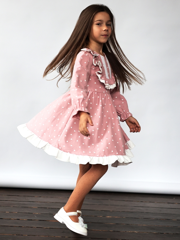 Платье для девочки нарядное БУШОН ST592, цвет розовый сердечки 