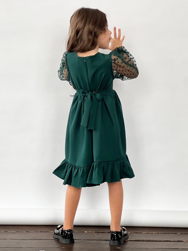 Платье для девочки нарядное БУШОН ST52, цвет изумрудный