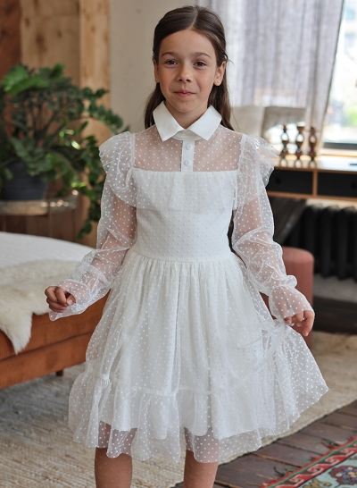 Платье для девочки нарядное БУШОН ST79, цвет белый