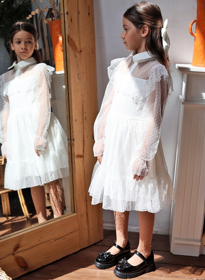 Платье для девочки нарядное БУШОН ST79, цвет белый