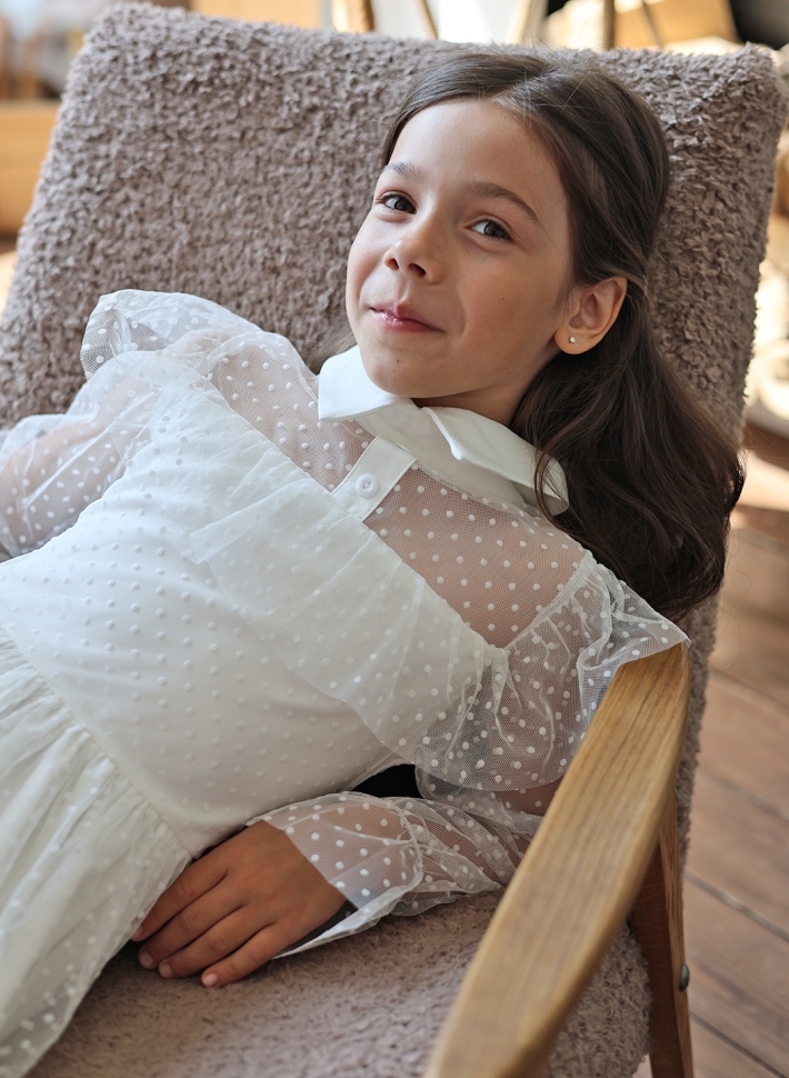 Платье для девочки нарядное БУШОН ST79, цвет белый