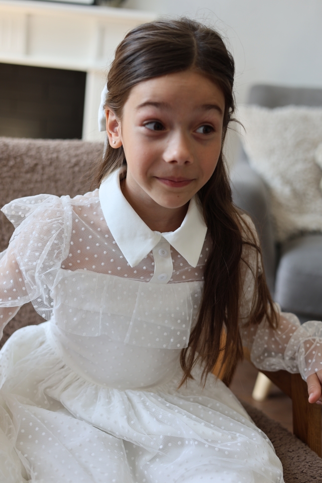 Платье для девочки нарядное БУШОН ST79, цвет белый