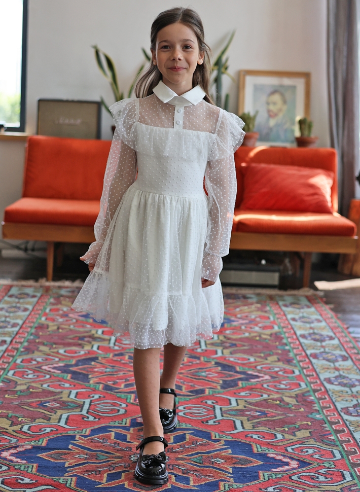 Платье для девочки нарядное БУШОН ST79, цвет белый