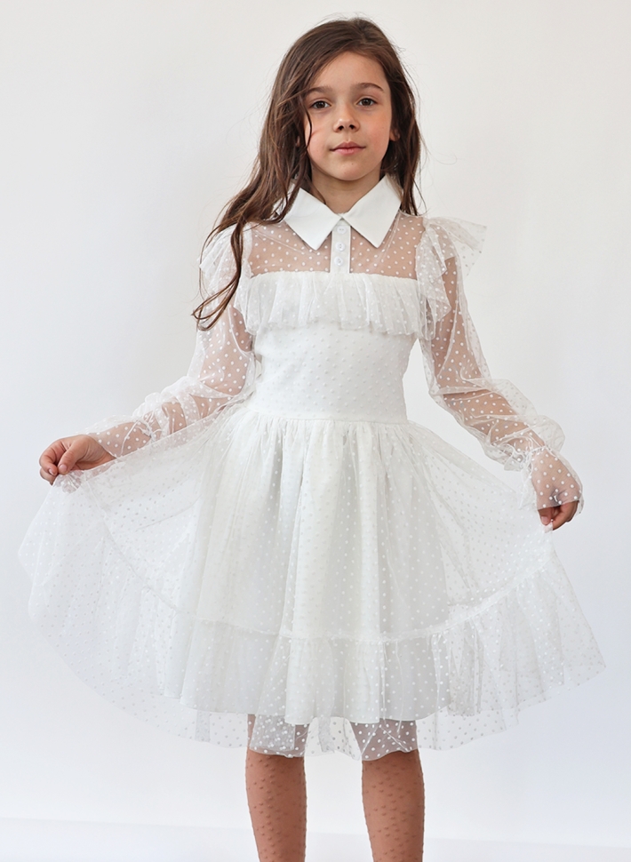 Платье для девочки нарядное БУШОН ST79, цвет белый