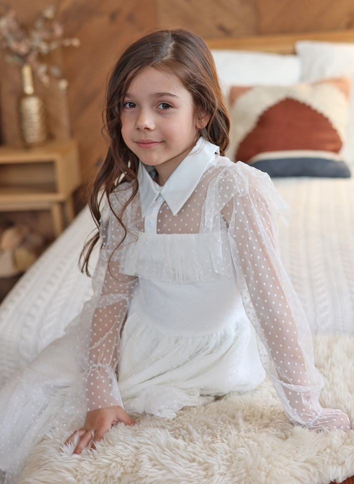 Платье для девочки нарядное БУШОН ST79, цвет белый