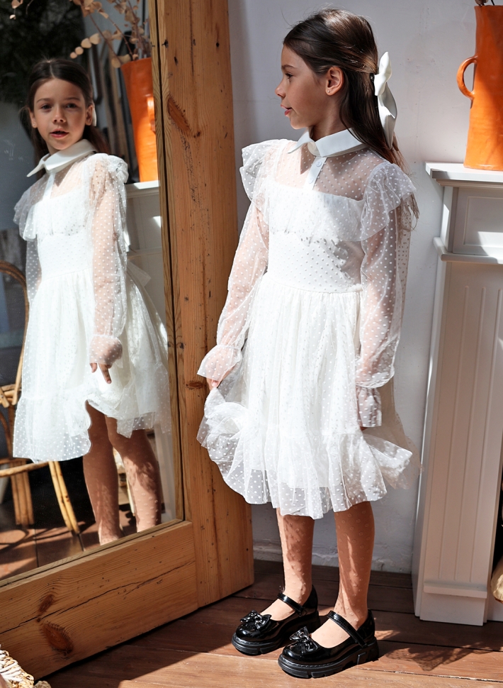 Платье для девочки нарядное БУШОН ST79, цвет белый