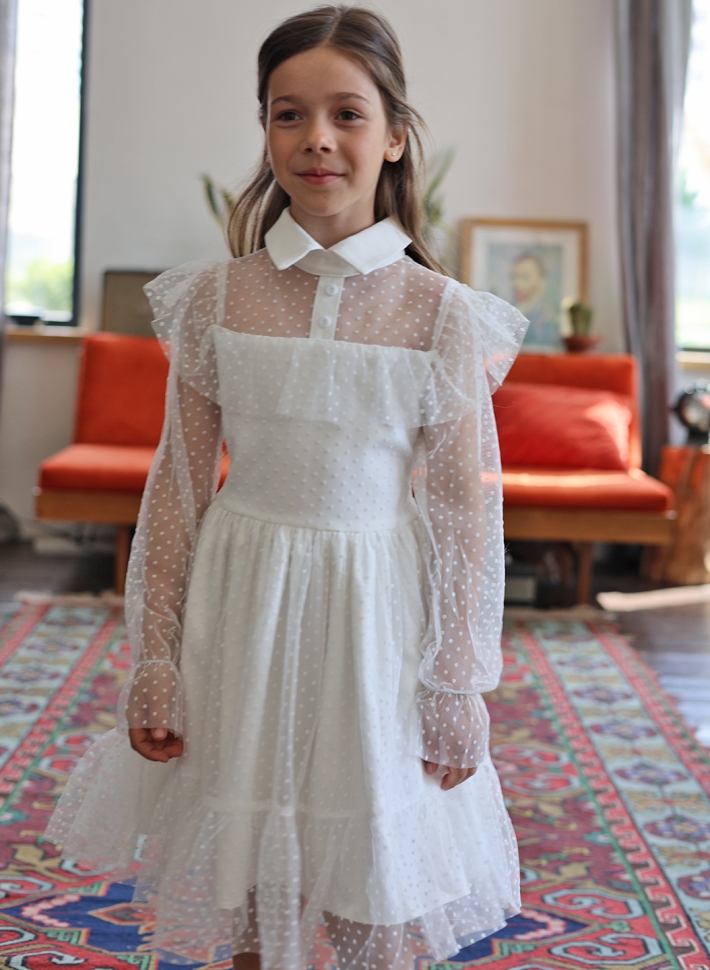 Платье для девочки нарядное БУШОН ST79, цвет белый