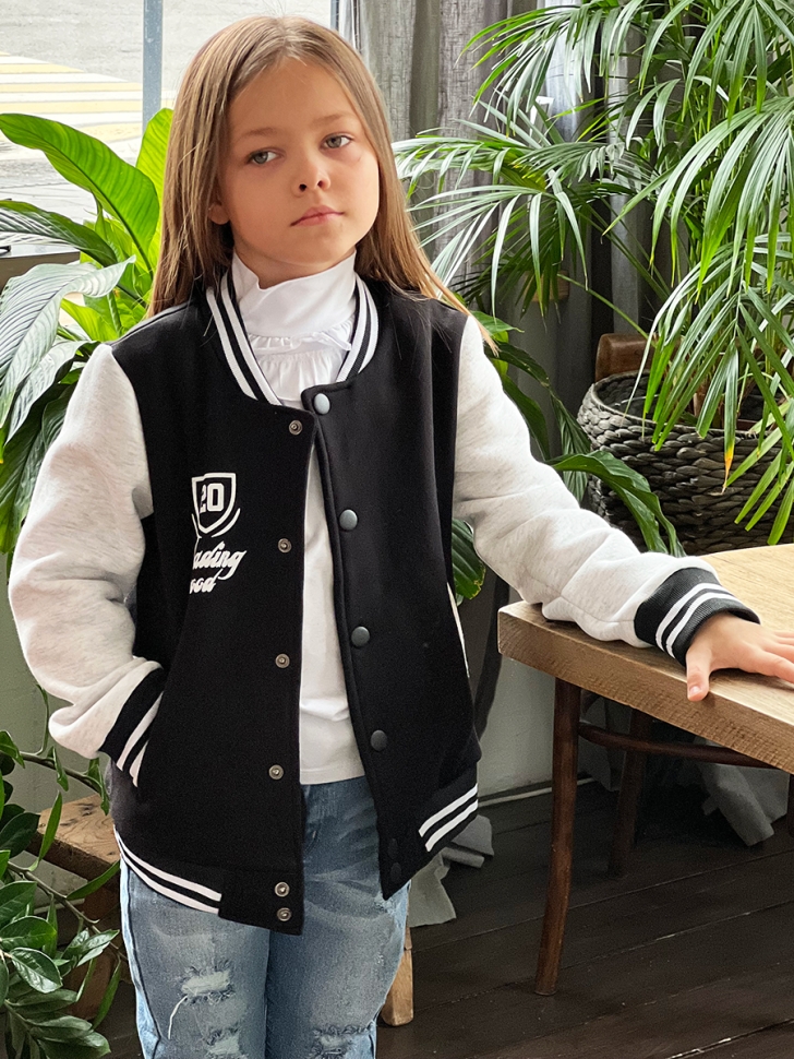 Бомбер для девочки БУШОН SK72, цвет темно-синий 