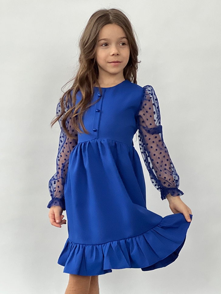 Платье для девочки нарядное БУШОН ST52, цвет синий электрик