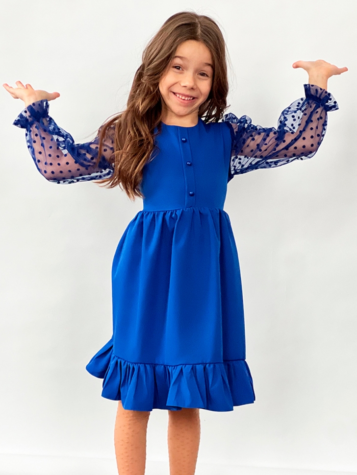 Платье для девочки нарядное БУШОН ST52, цвет синий электрик
