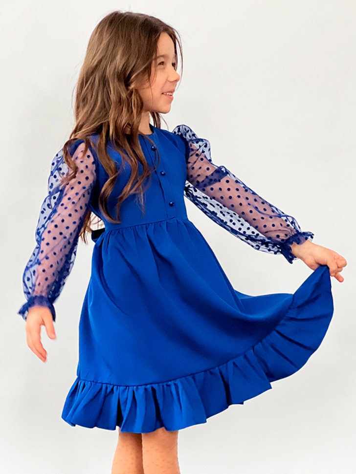 Платье для девочки нарядное БУШОН ST52, цвет синий электрик