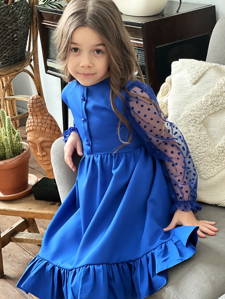 Платье для девочки нарядное БУШОН ST52, цвет синий электрик