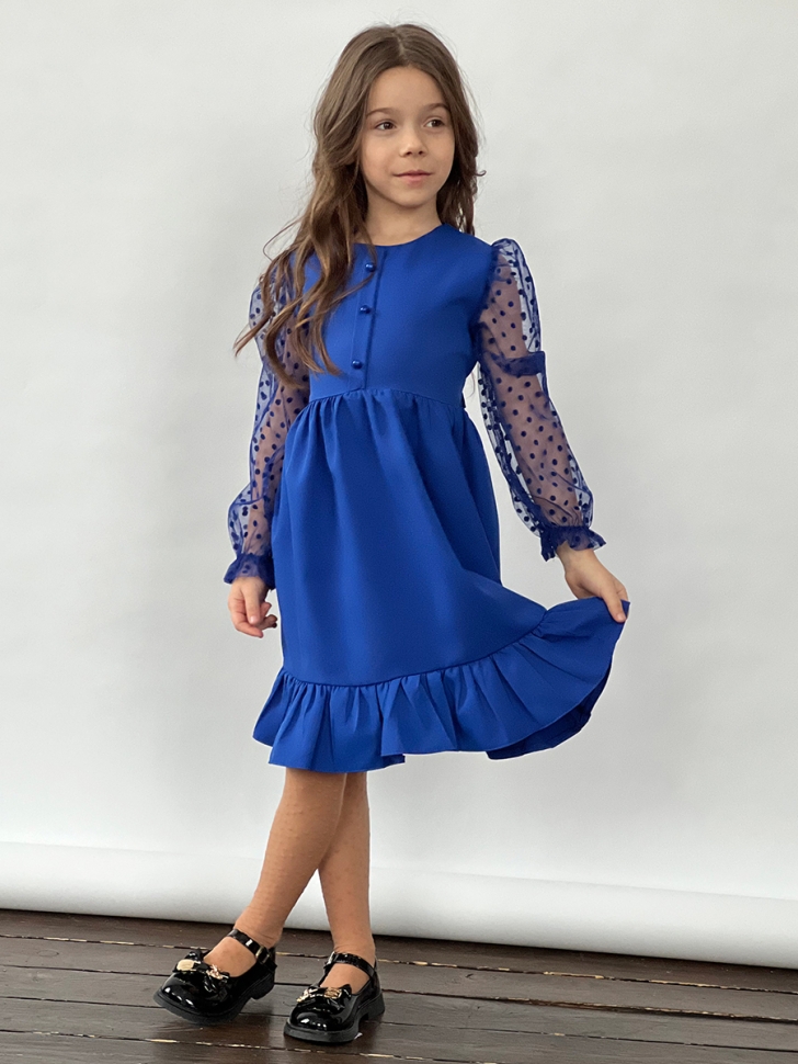 Платье для девочки нарядное БУШОН ST52, цвет синий электрик