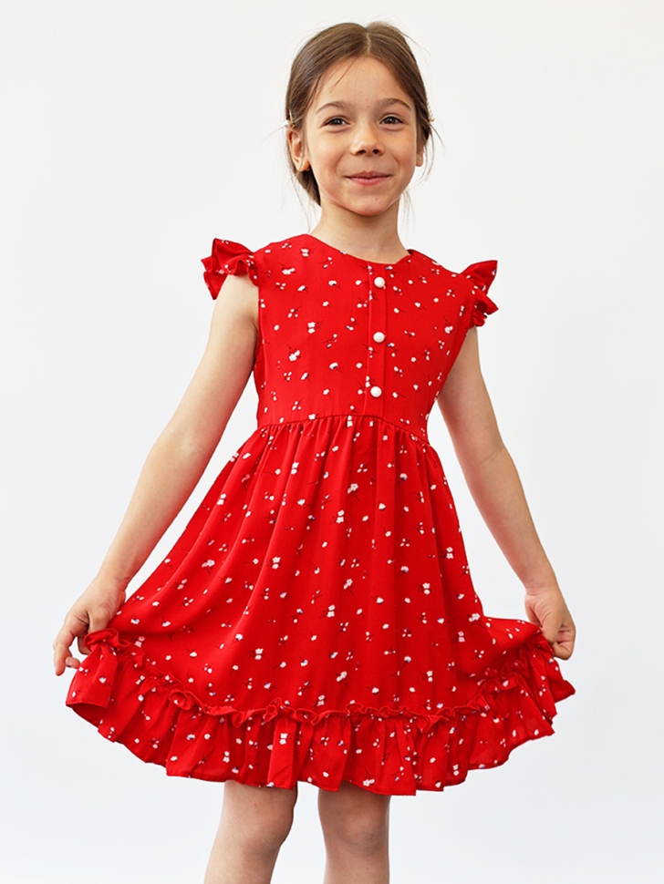 Платье для девочки вискоза БУШОН ST66, цвет красный цветы