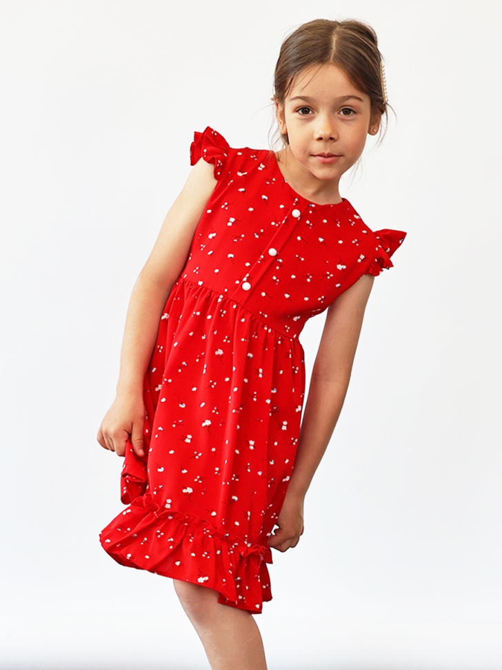 Платье для девочки вискоза БУШОН ST66, цвет красный цветы