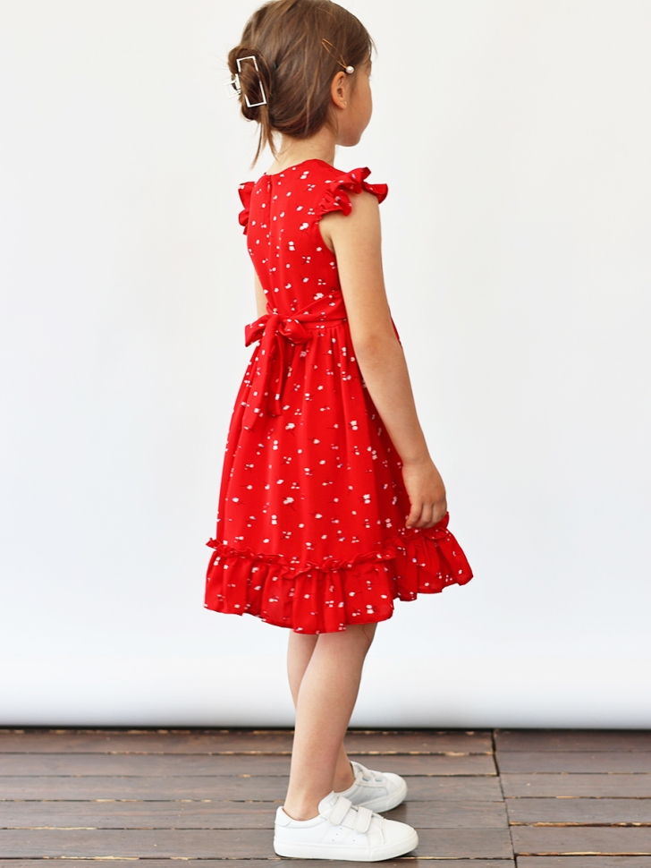 Платье для девочки вискоза БУШОН ST66, цвет красный цветы