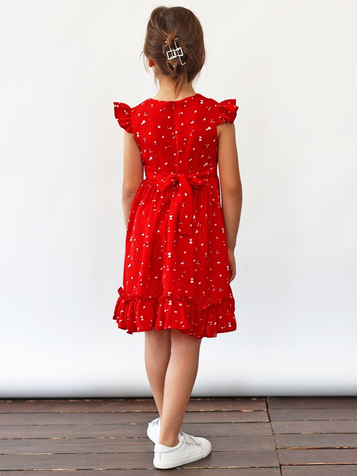 Платье для девочки вискоза БУШОН ST66, цвет красный цветы