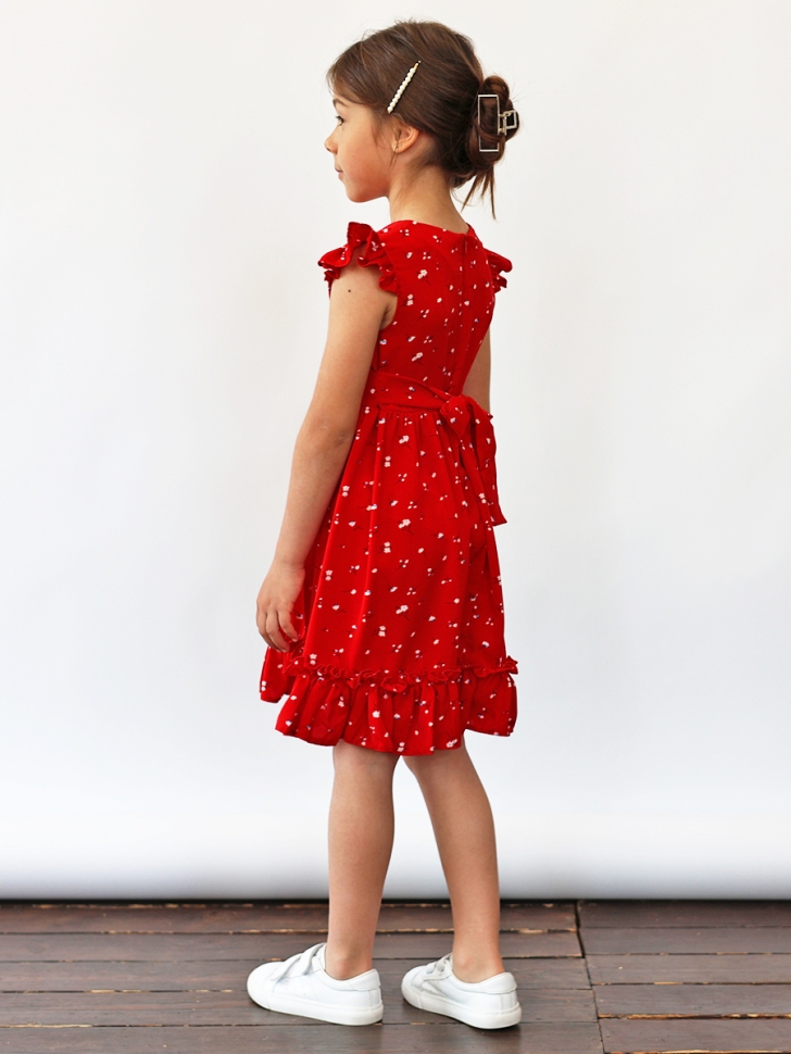 Платье для девочки вискоза БУШОН ST66, цвет красный цветы