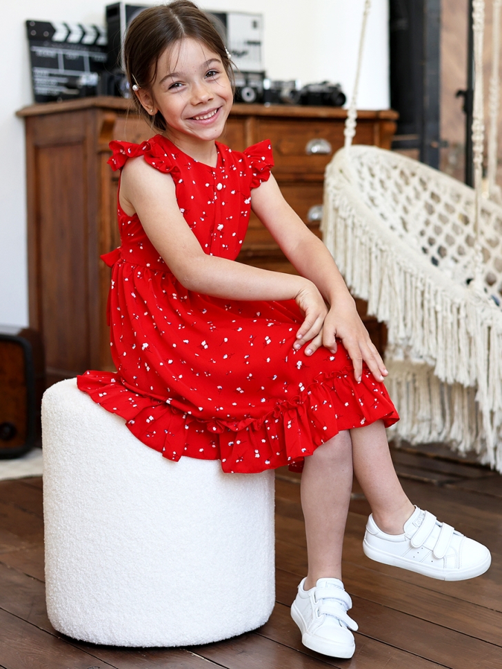 Платье для девочки вискоза БУШОН ST66, цвет красный цветы