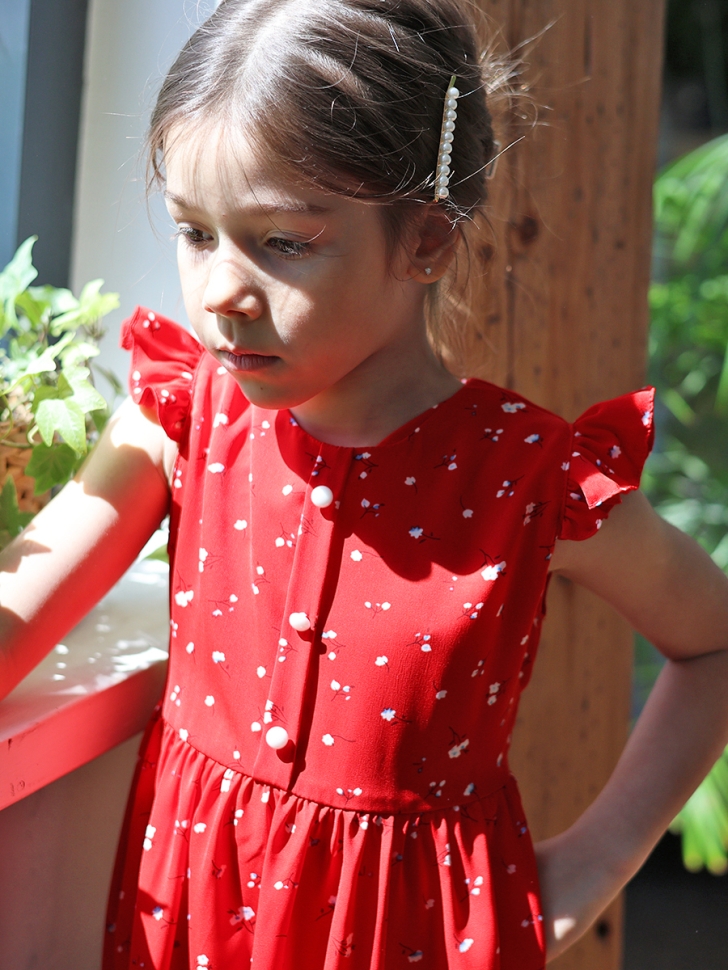 Платье для девочки вискоза БУШОН ST66, цвет красный цветы