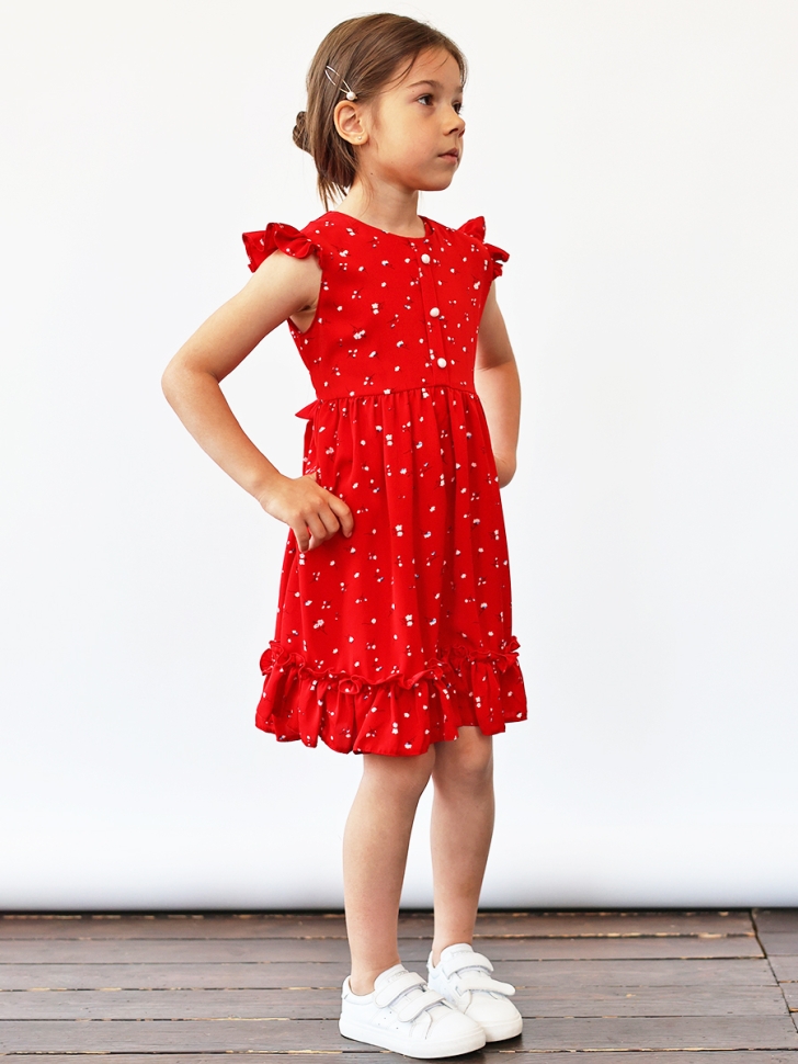 Платье для девочки вискоза БУШОН ST66, цвет красный цветы