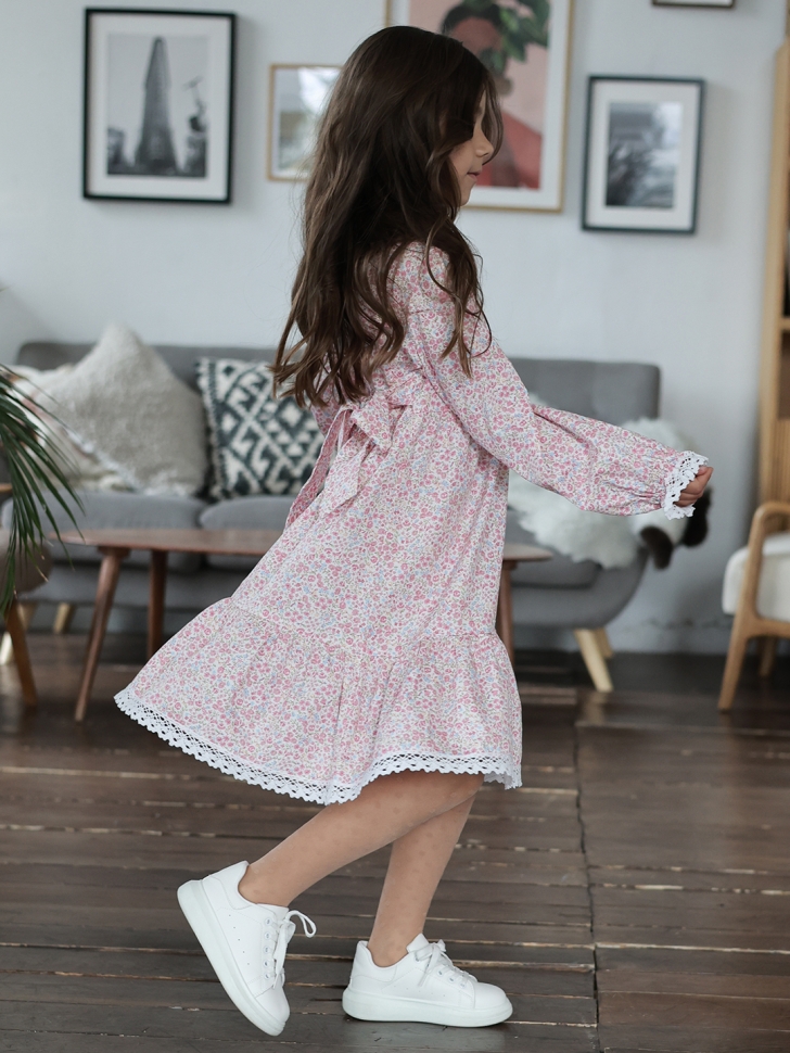 Платье для девочки БУШОН XB88, розовый цветы