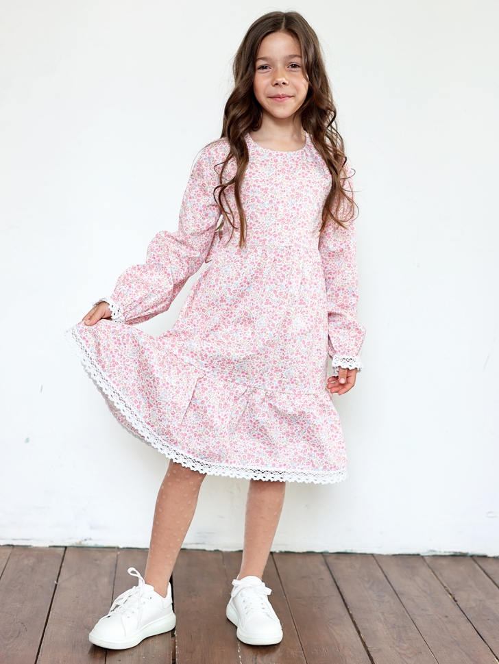 Платье для девочки БУШОН XB88, розовый цветы