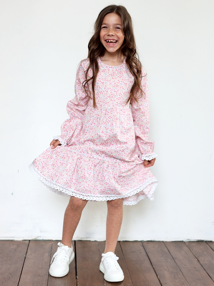 Платье для девочки БУШОН XB88, розовый цветы