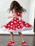 Платье для девочки нарядное БУШОН ST20, стиляги цвет красный, белый пояс, принт белый горох 