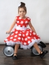 Платье для девочки нарядное БУШОН ST20, стиляги цвет красный, белый пояс, принт белый горох 