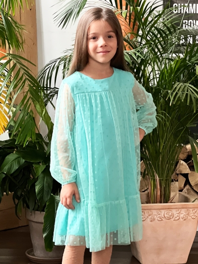 Платье для девочки нарядное БУШОН ST53, цвет бирюза