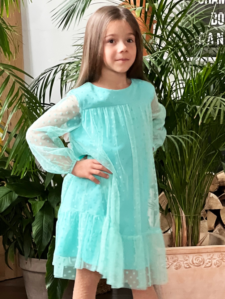 Платье для девочки нарядное БУШОН ST53, цвет бирюза