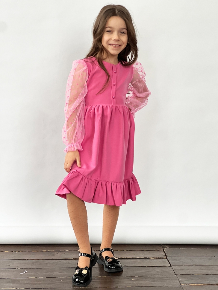 Платье для девочки нарядное БУШОН ST52, цвет темно-розовый