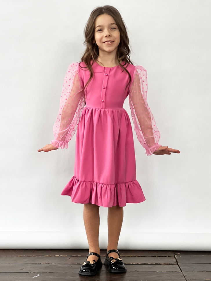 Платье для девочки нарядное БУШОН ST52, цвет темно-розовый