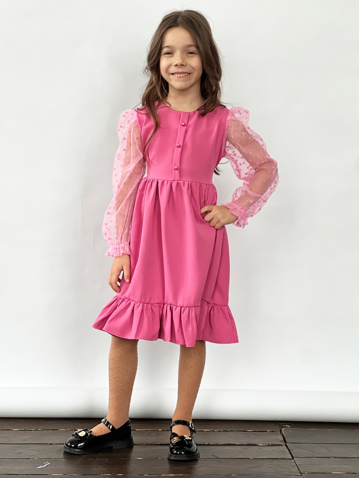 Платье для девочки нарядное БУШОН ST52, цвет темно-розовый