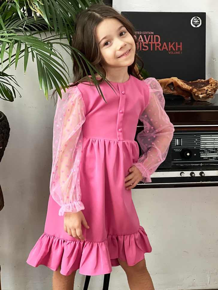 Платье для девочки нарядное БУШОН ST52, цвет темно-розовый