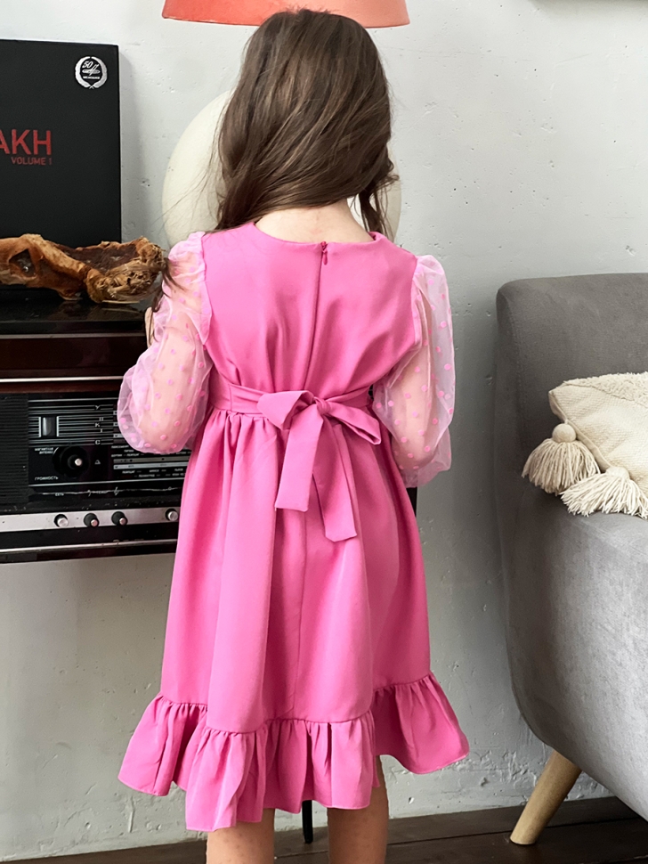 Платье для девочки нарядное БУШОН ST52, цвет темно-розовый