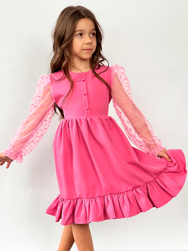 Платье для девочки нарядное БУШОН ST52, цвет темно-розовый