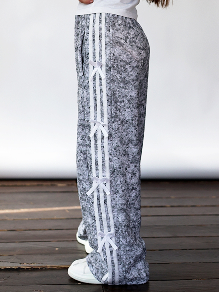 Комплект футболка и брюки для девочек БУШОН ST110, цвет серый/белый