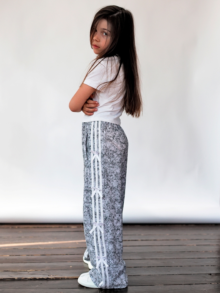 Комплект футболка и брюки для девочек БУШОН ST110, цвет серый/белый