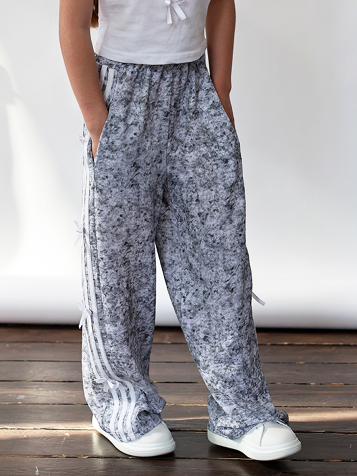 Комплект футболка и брюки для девочек БУШОН ST110, цвет серый/белый